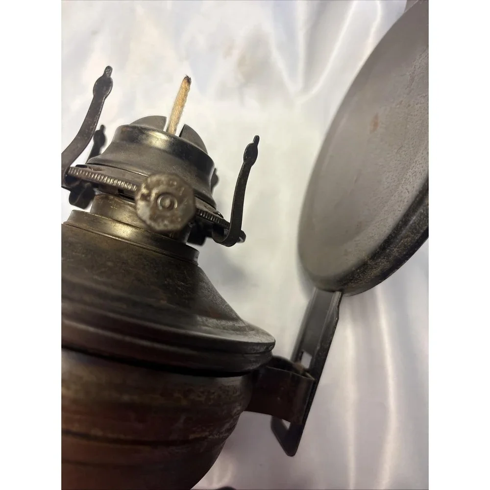 Vntg kadaan  Wall Sconce Onion Lantern Oil Hurricane Lamp w Reflector Metal Lamp